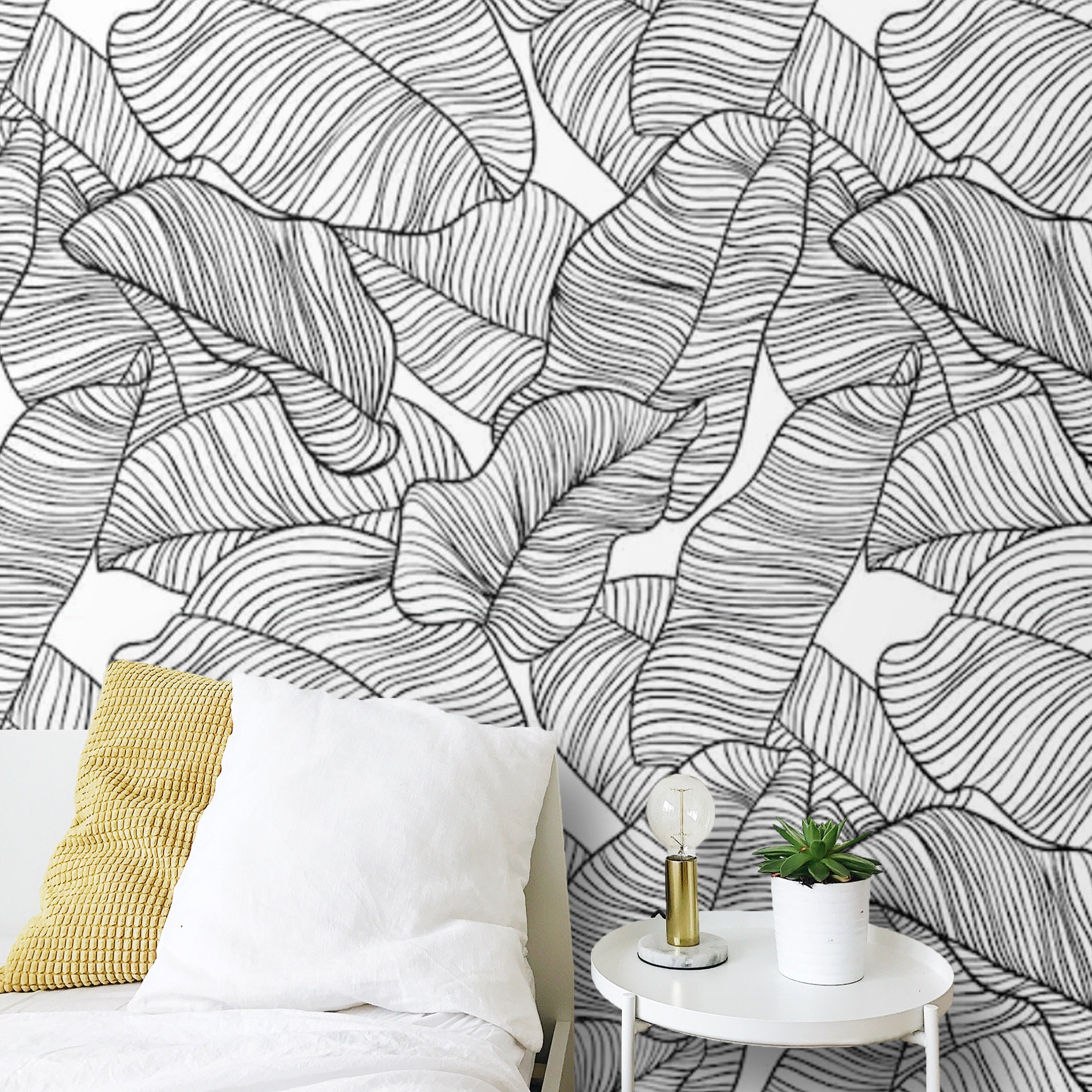 TraditionalWallpaper Banana Leaves Peel and Stick Removable | Etsy