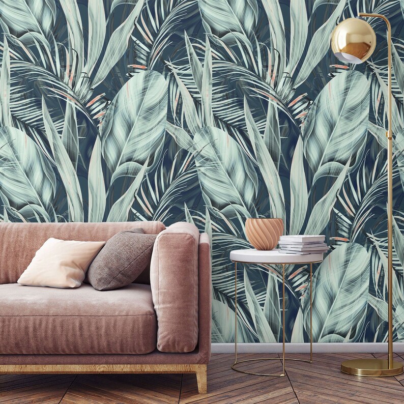 Peel and stick tropical wallpaper Botanical removable Etsy