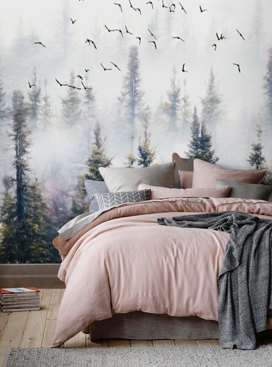 Foggy Forest Wallpaper Mural Peel and stick Removable or Etsy