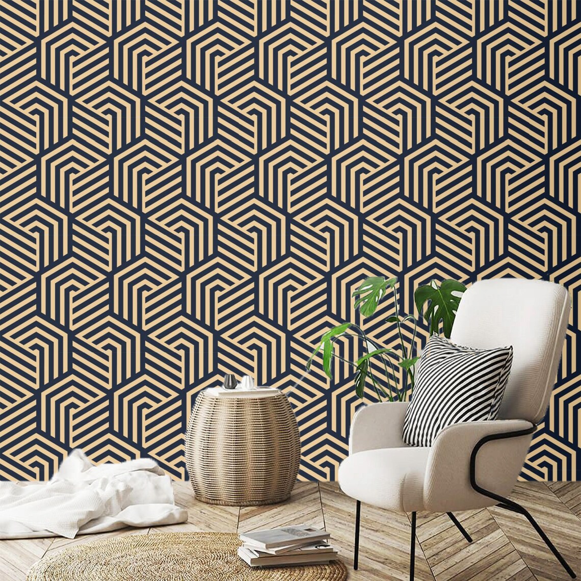 Art Deco Wallpaper Peel and Stick Removable or Traditional | Etsy