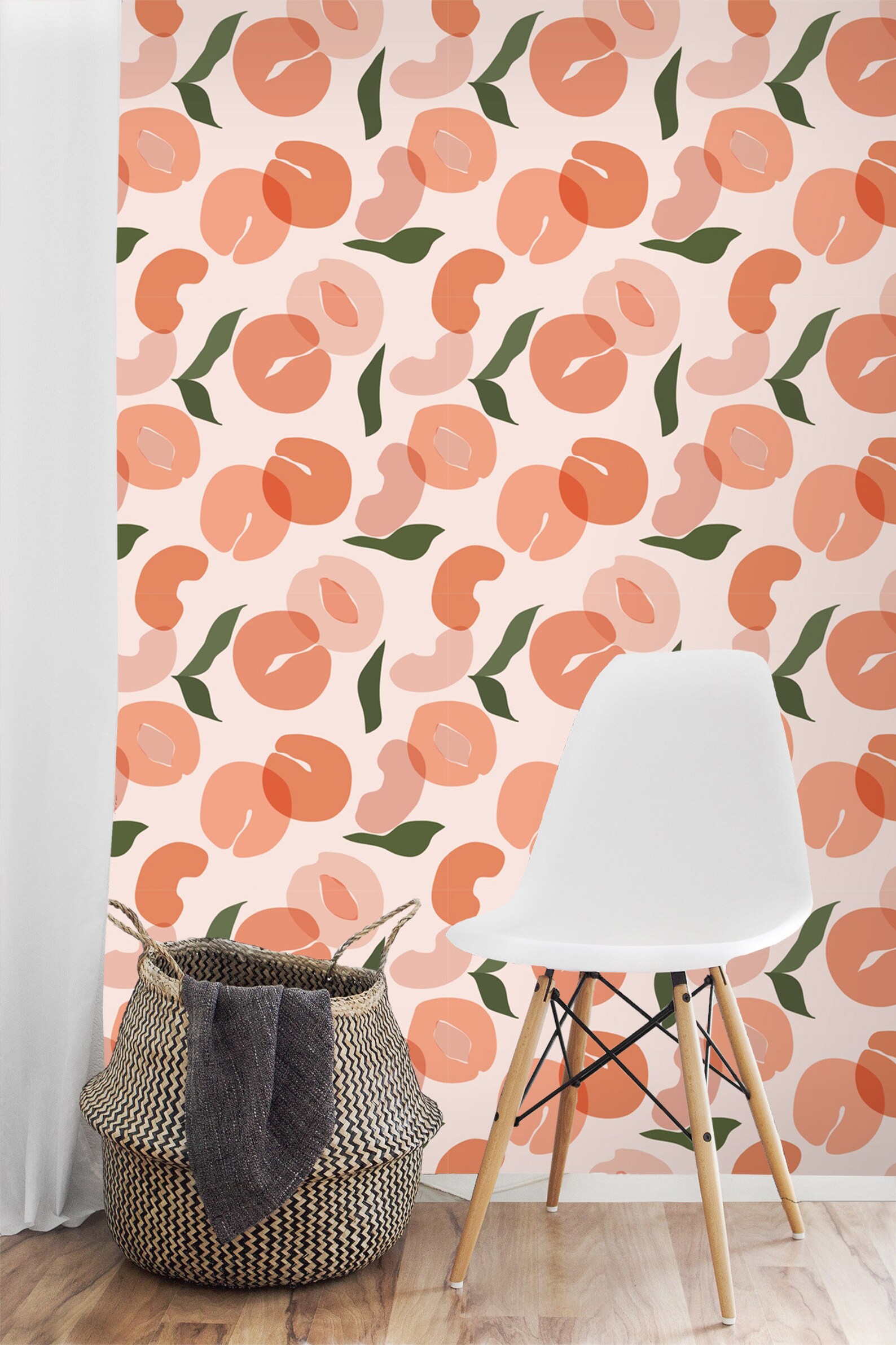 Wallpaper Fruits Illustration Peach Peel and Stick Self | Etsy