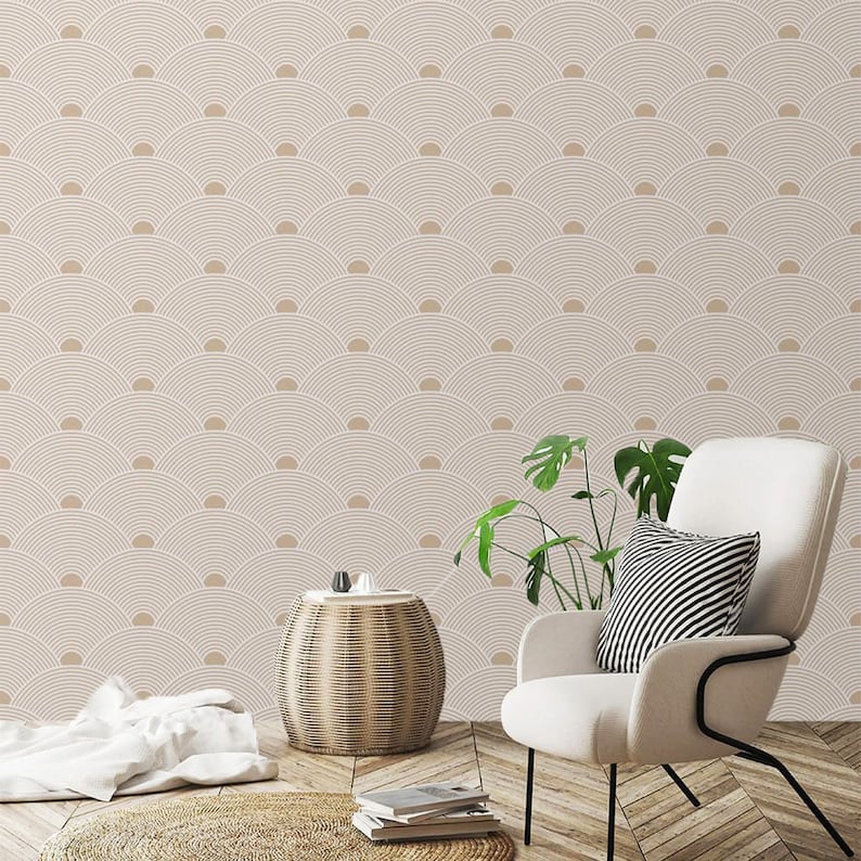 Removable Art Deco Wallpaper Neutral Self Adhesive Minimalist | Etsy