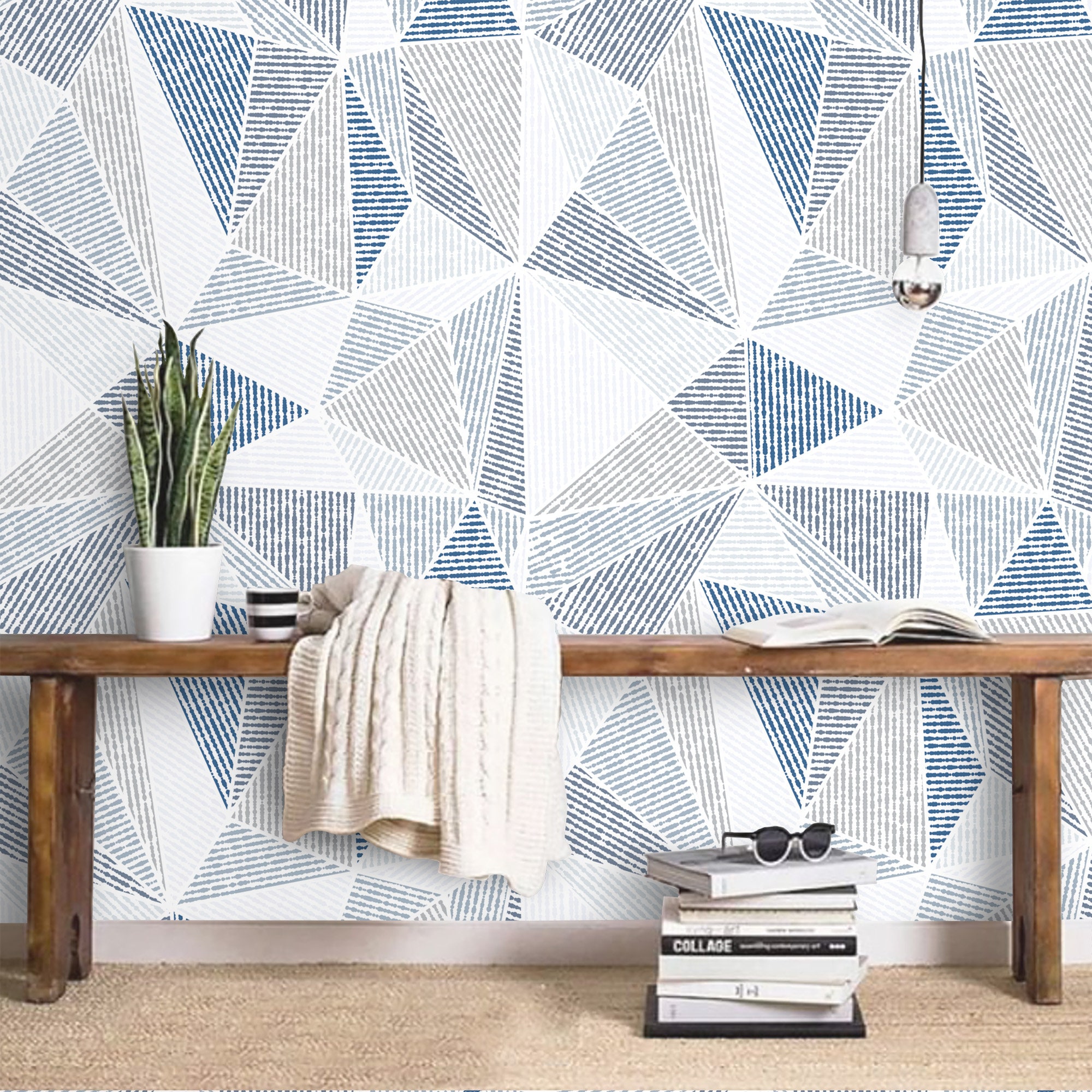 Wallpaper Geometric Wall Mural Peel and Stick or Traditional Etsy