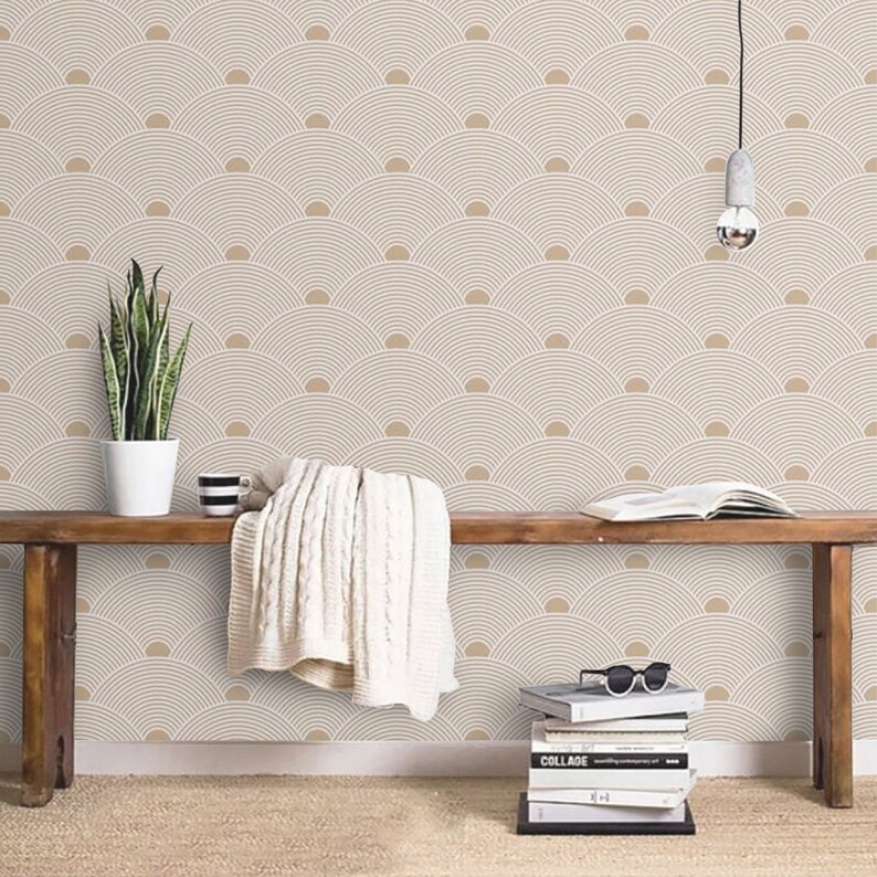 Removable Art Deco Wallpaper Neutral Self Adhesive Minimalist | Etsy