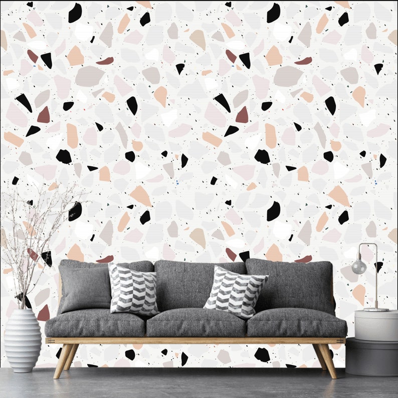 Terrazzo Wallpaper Peel and stick Self Adhesive Wallpaper | Etsy