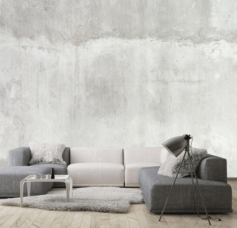 Removable Concrete Cement Wallpaper Mural Peel and Stick Etsy