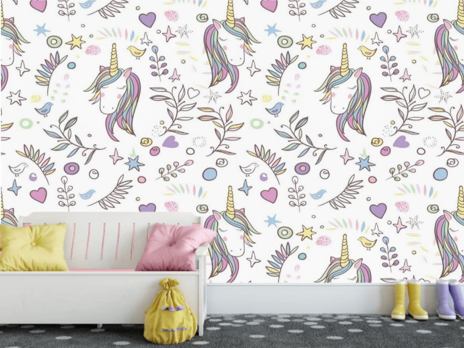 Wallpaper Unicorns Girls Nursery Bedroom Decor Removable | Etsy