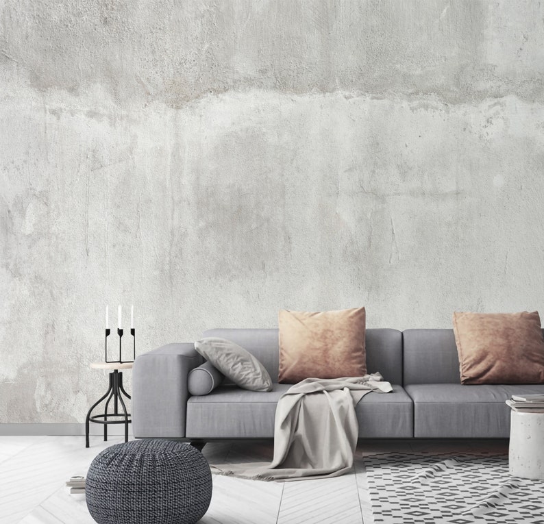 Removable Concrete Cement Wallpaper Mural Peel and Stick Etsy