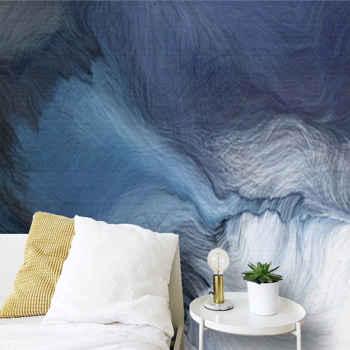 Peel and Stick Abstract Blue Wallpaper Mural Navy Blue Self Etsy