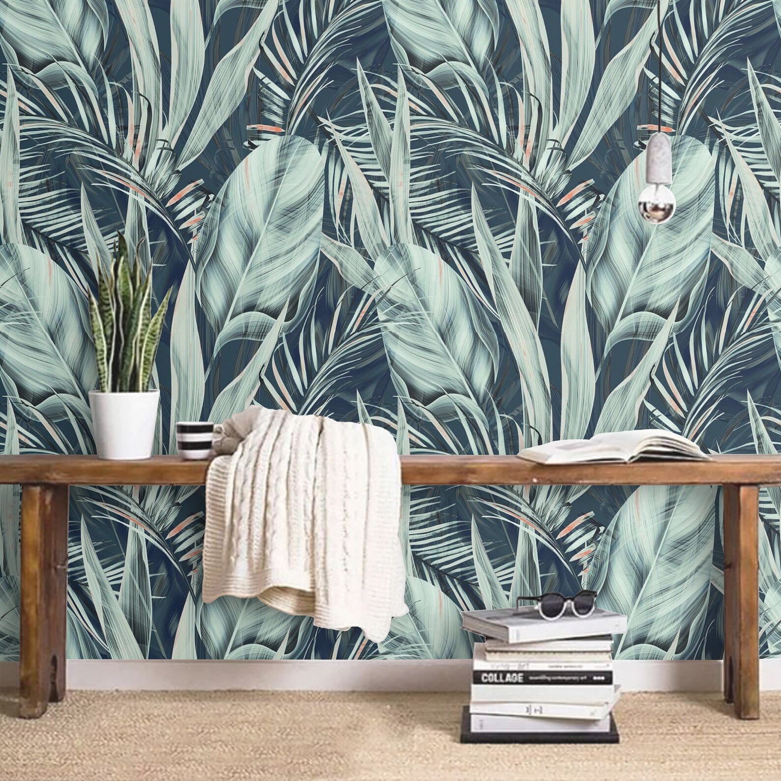 Peel and stick tropical wallpaper Botanical removable Etsy