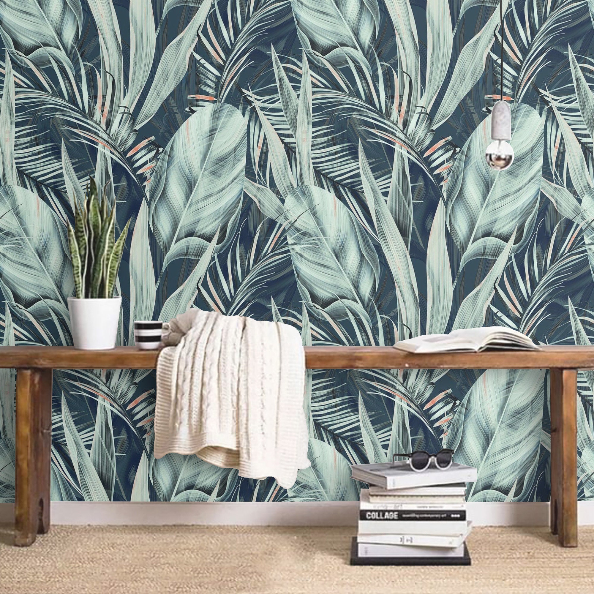 Peel and stick tropical wallpaper Botanical removable | Etsy