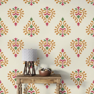 Boho abstract wallpaper ethnic motives Peel and stick removable or Traditional wallpaper