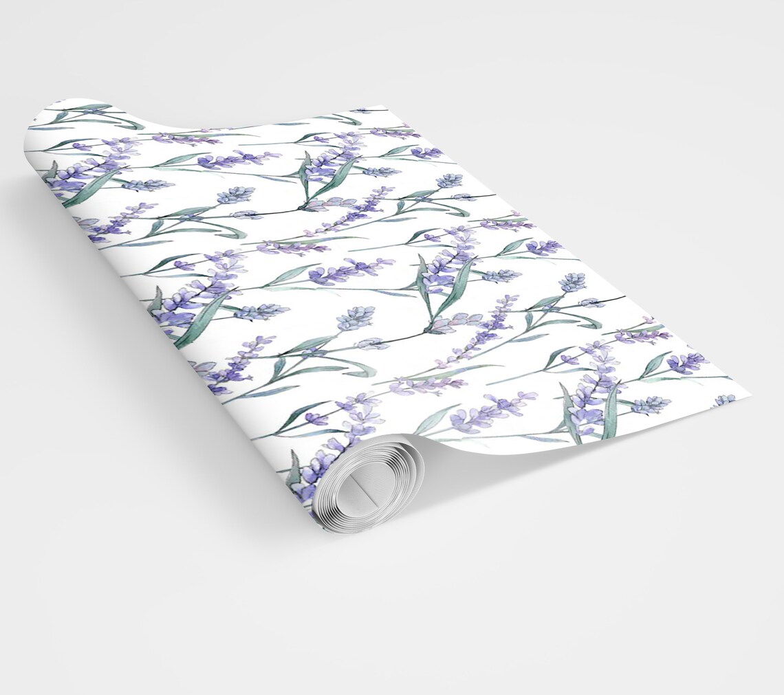 Wallpaper Floral Watercolor Lavender Peel and Stick Wall Paper | Etsy