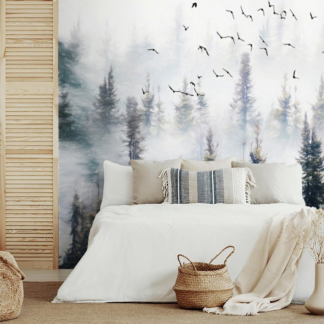 Foggy Forest Wallpaper Mural Peel and Stick Removable or Traditional ...