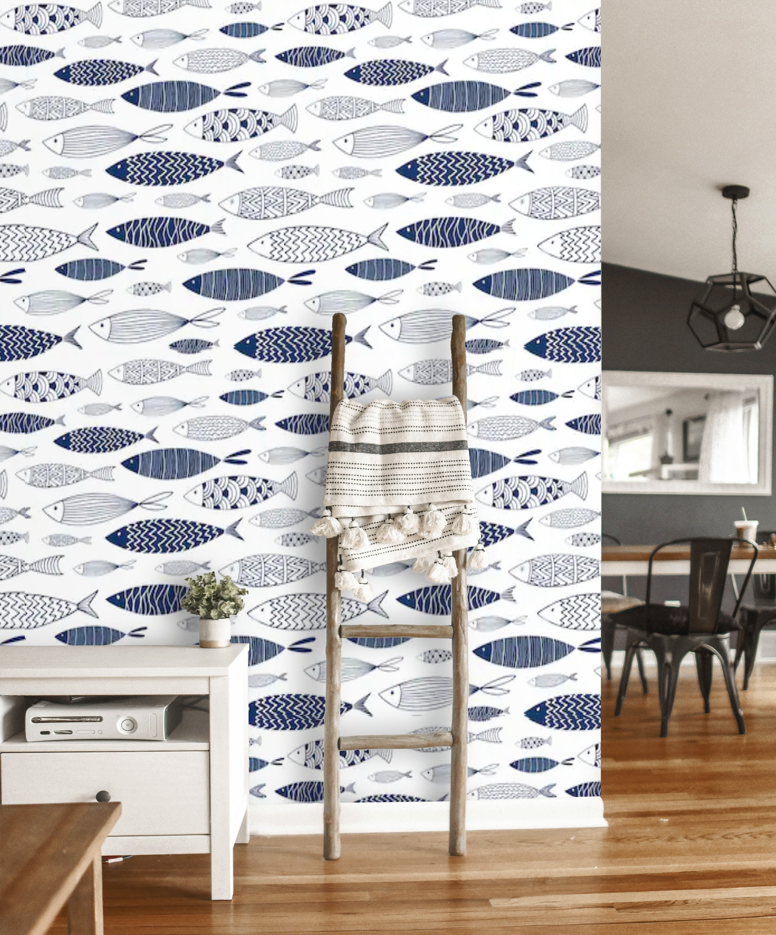 Nautical Wallpaper Peel and Stick Wallpaper Fish Wall Mural | Etsy