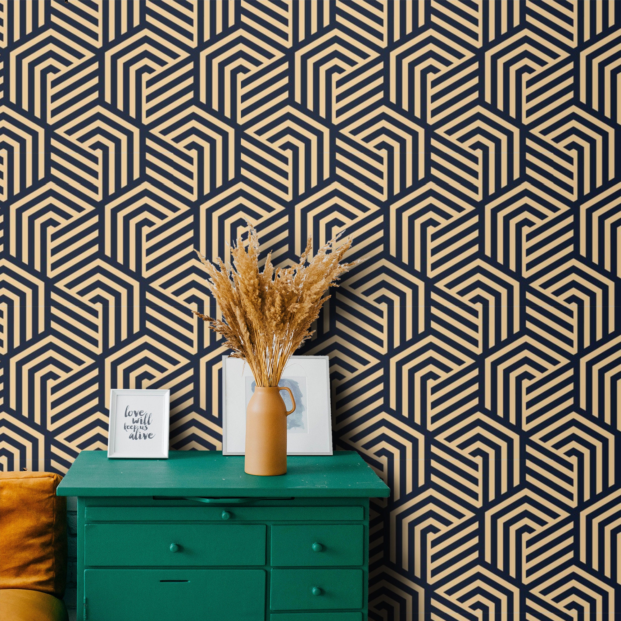 Art Deco Wallpaper Peel and Stick Removable or Traditional Etsy