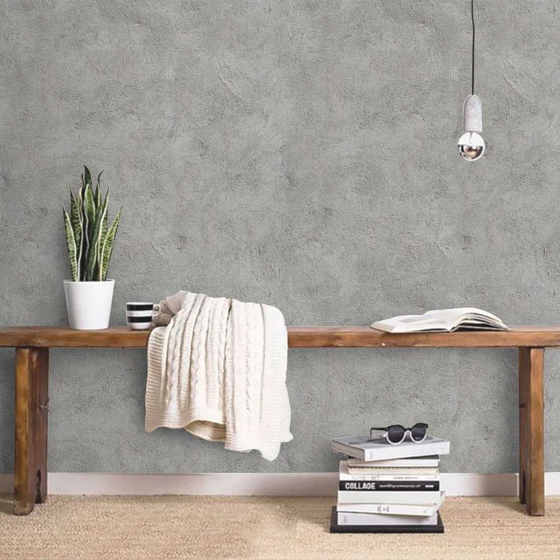 Concrete Wallpaper Mural Peel and Stick Removable or Etsy
