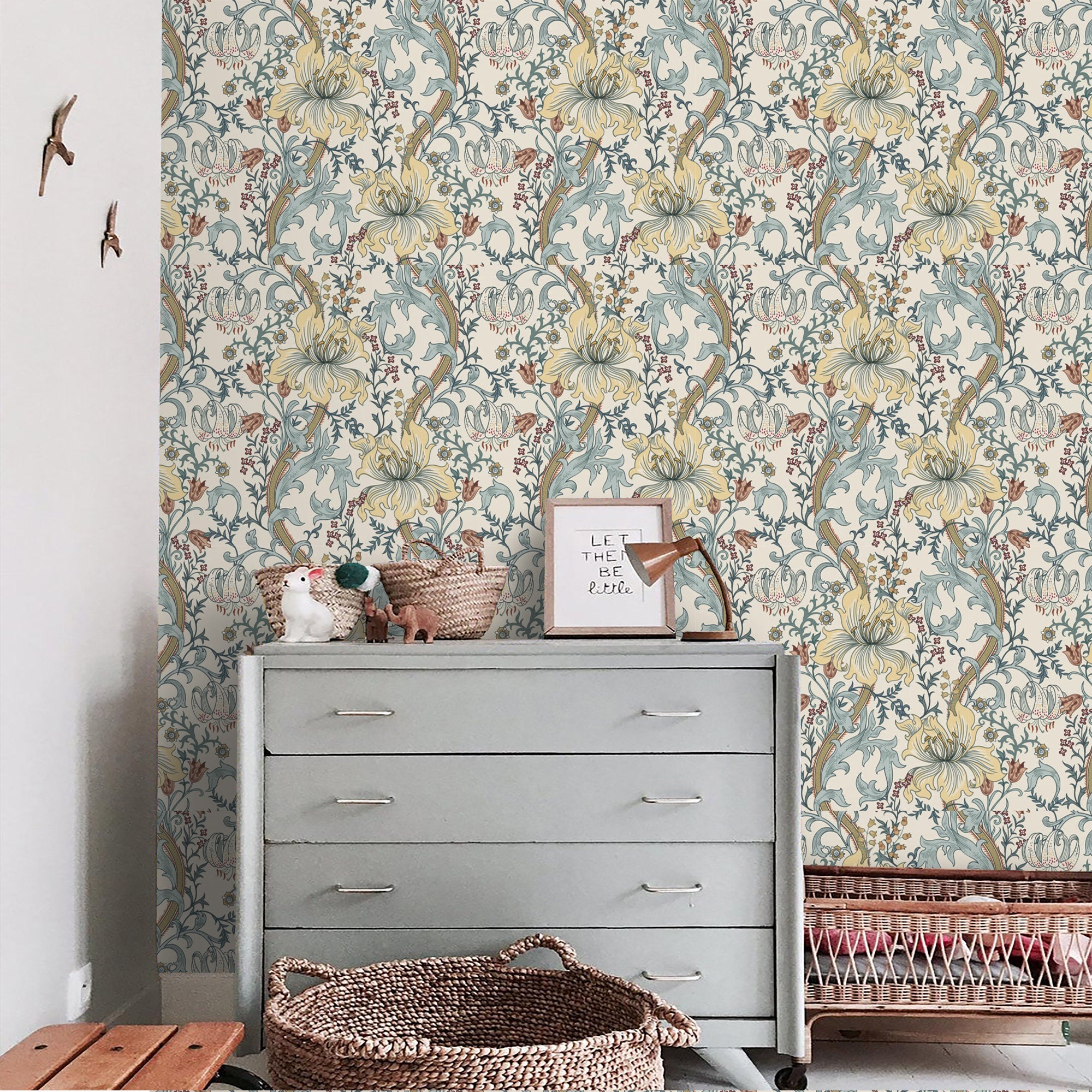 Vintage Floral Wallpaper Peel and stick Removable or Etsy