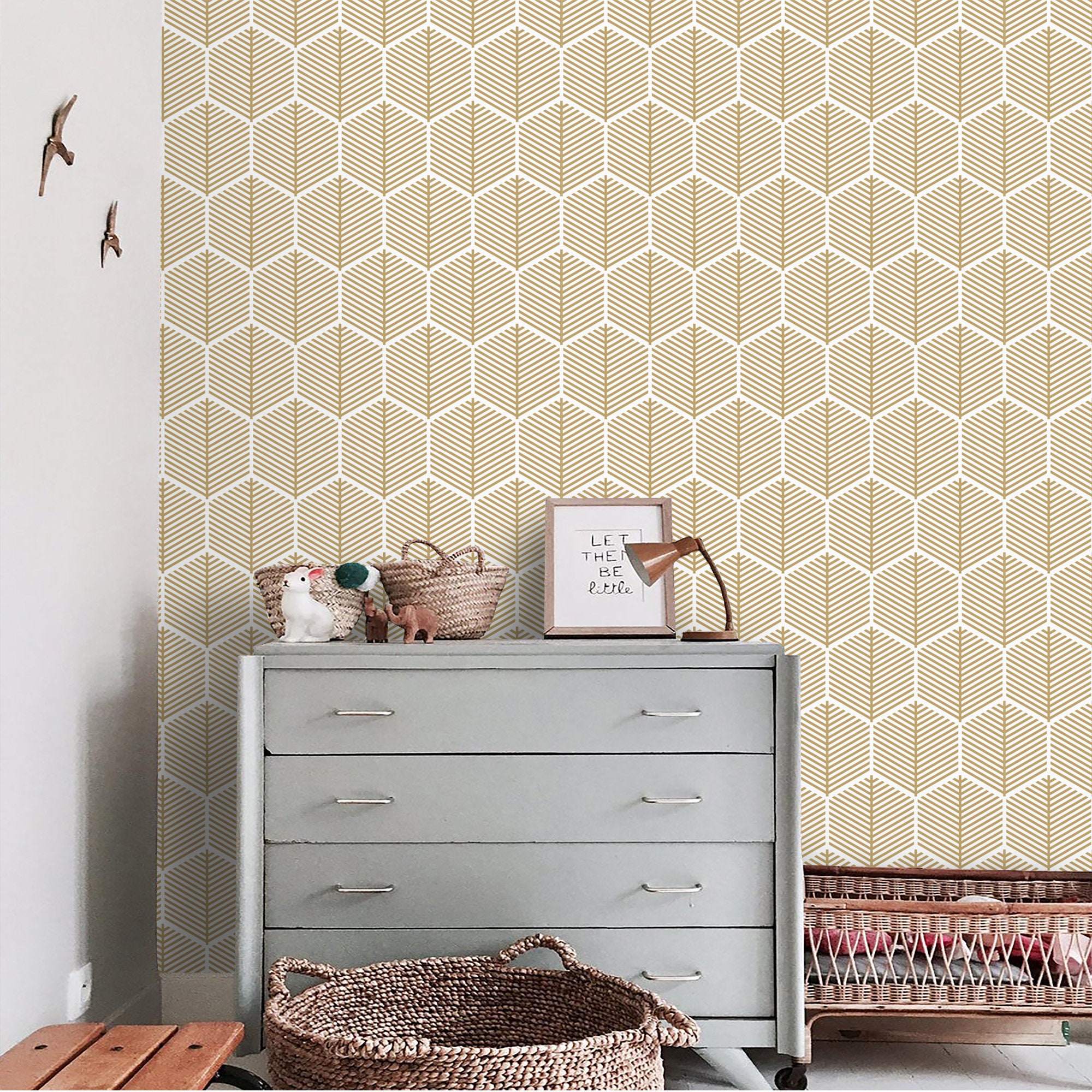 Hexagon Wallpaper Peel and Stick Geometric Self Adhesive Etsy