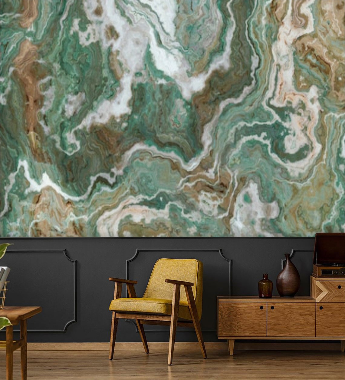 Wallpaper Marble Green Stone Peel and Stick Self Adhesive Wall Etsy