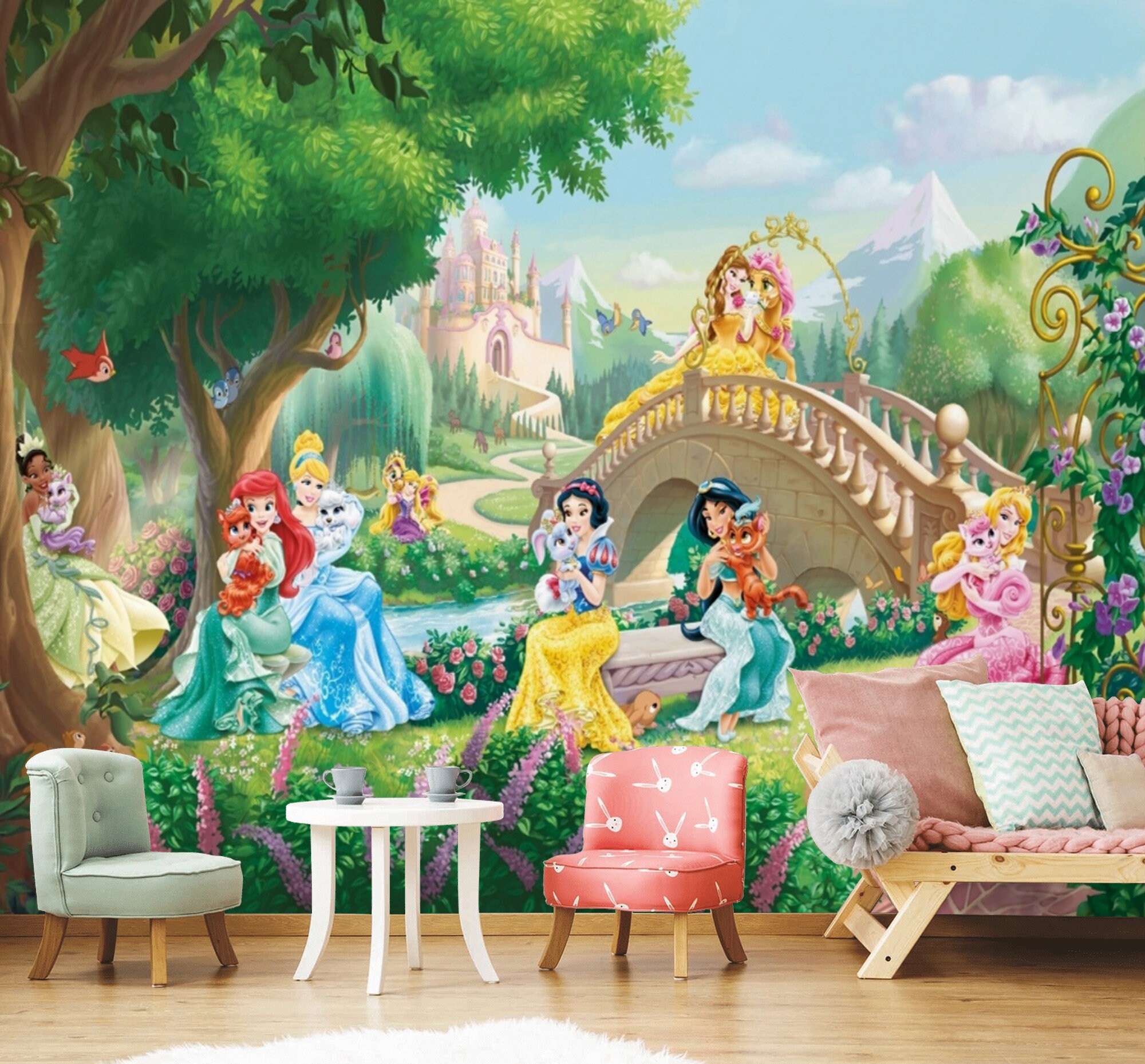 Princess Castle Wallpaper Mural Removable Girl's Room | Etsy