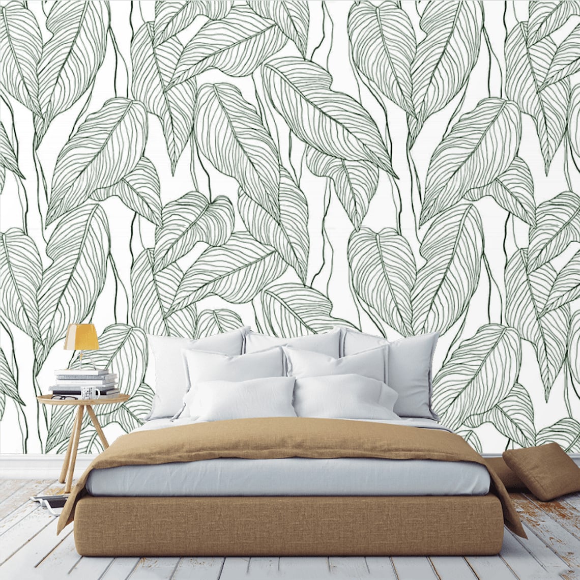 Peel and Stick Wallpaper Minimalist Large Leaves Self Adhesive | Etsy