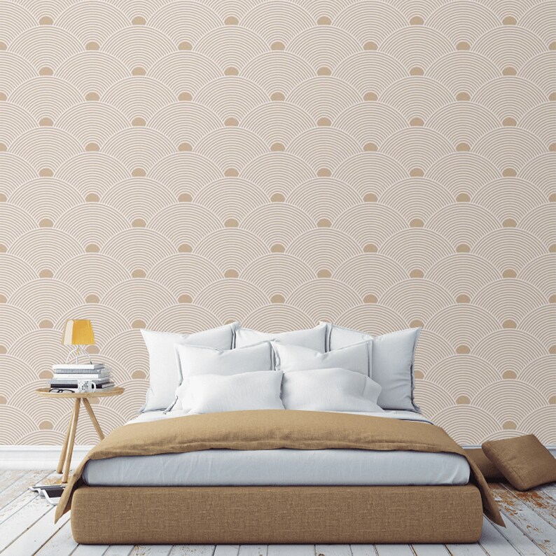 Removable Art Deco Wallpaper Neutral Self Adhesive Minimalist | Etsy