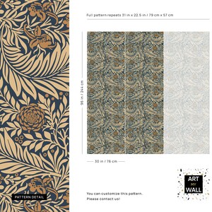 Wallpaper dark botanical herbs and flowers Peel and Stick wallpaper removable or Traditional vintage wallpaper image 6
