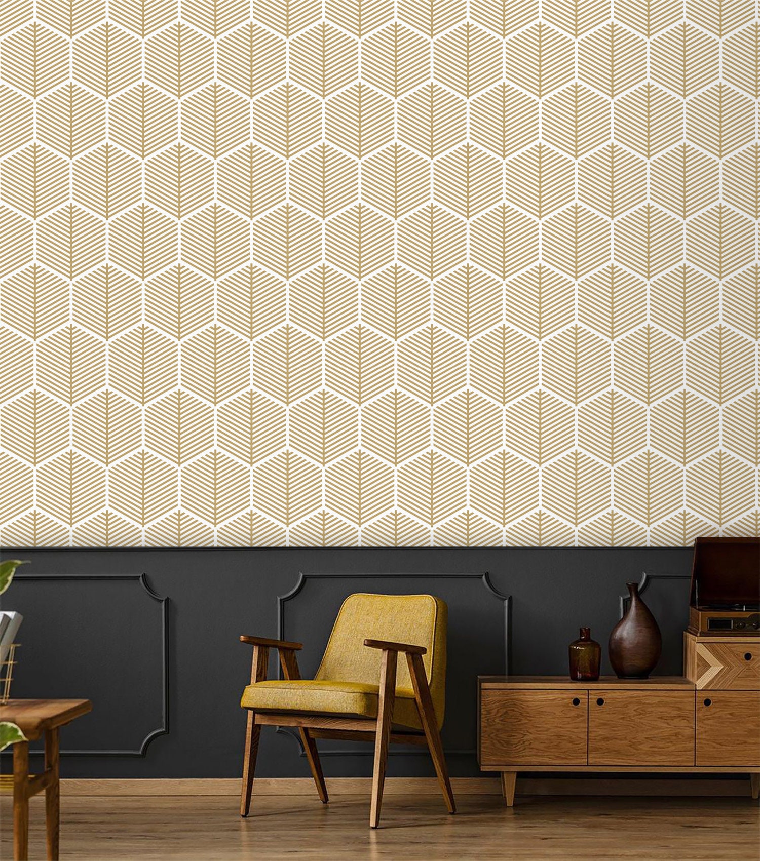 Hexagon Wallpaper Peel and Stick Geometric Self Adhesive Etsy