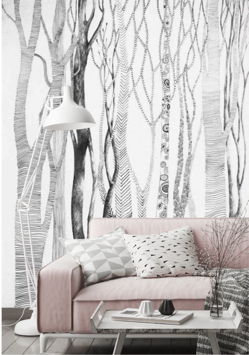 Birch Tree Peel and Stick Wallpaper Mural Removable Forest Etsy