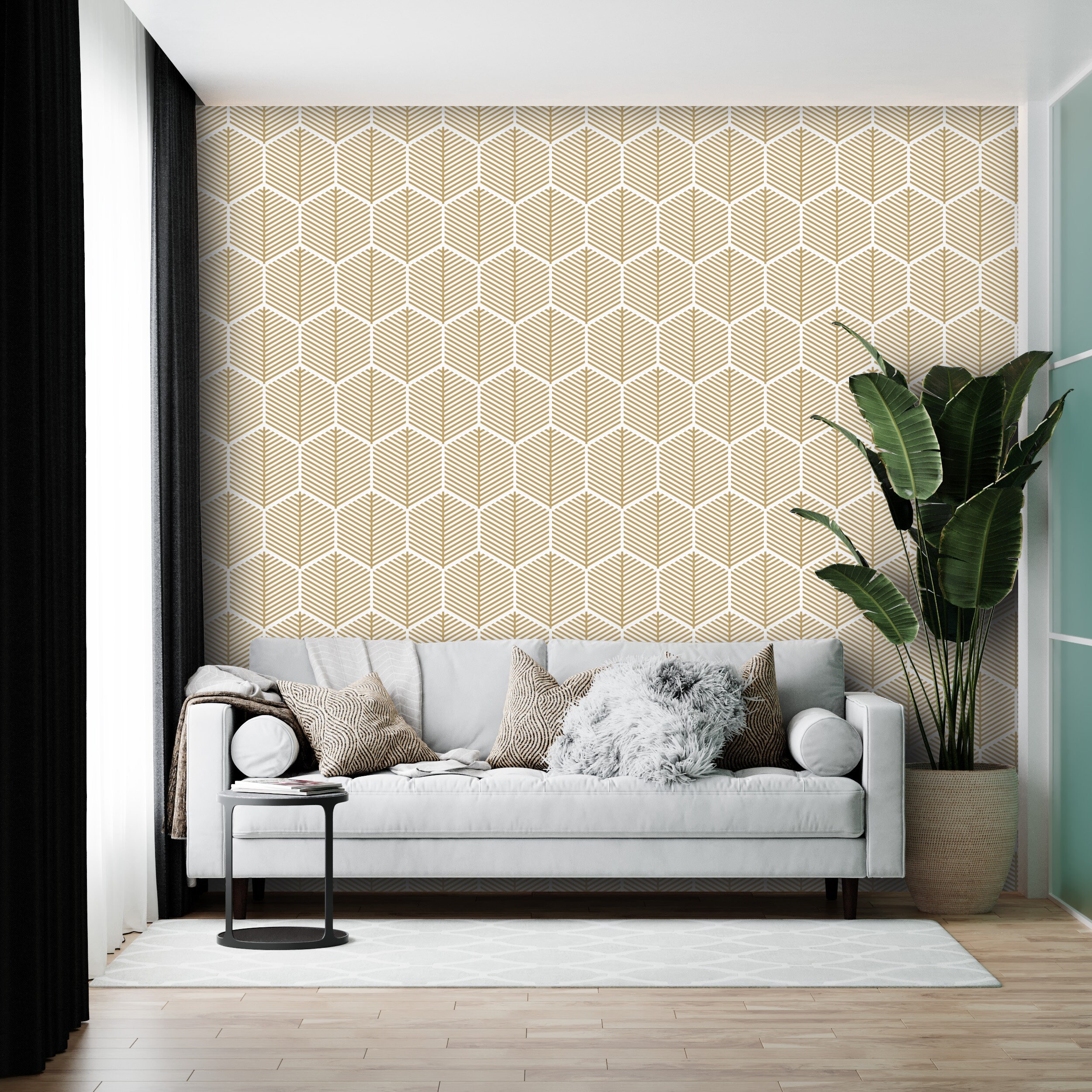 Hexagon Wallpaper Peel and Stick Geometric Self Adhesive Etsy