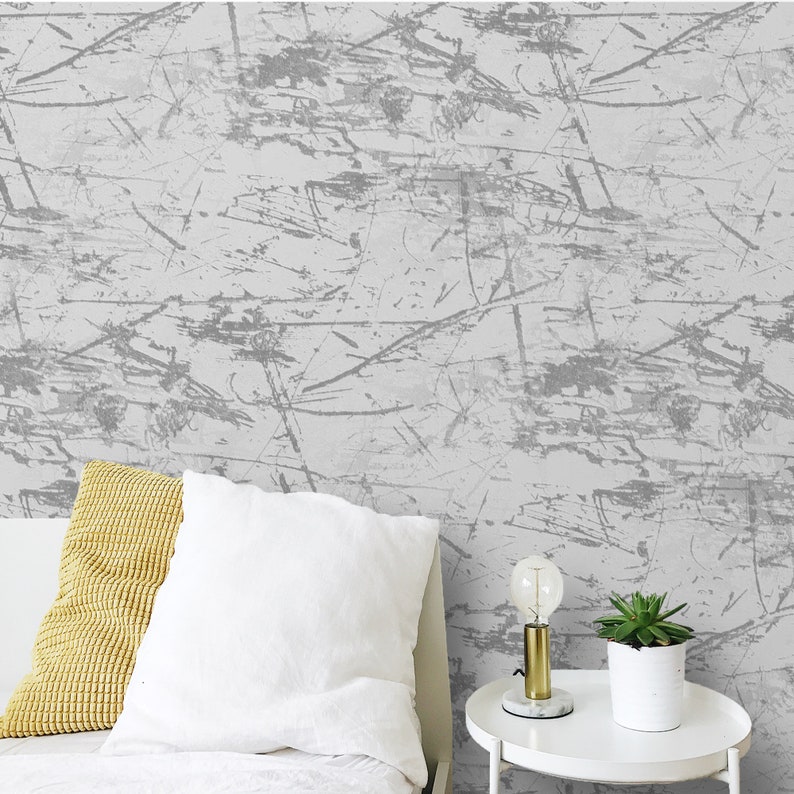Distressed Concrete Wallpaper Peel and stick Removable Grunge Etsy