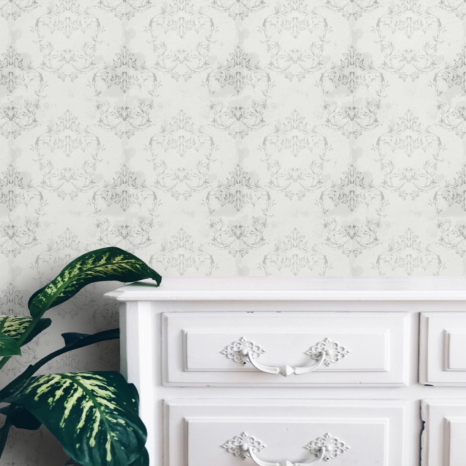 Damask Wallpaper Peel and stick Removable or Traditional Etsy