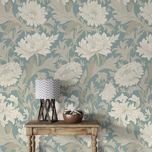 Vintage floral pastel wallpaper Peel and stick removable or Traditional wallpaper Victorian style