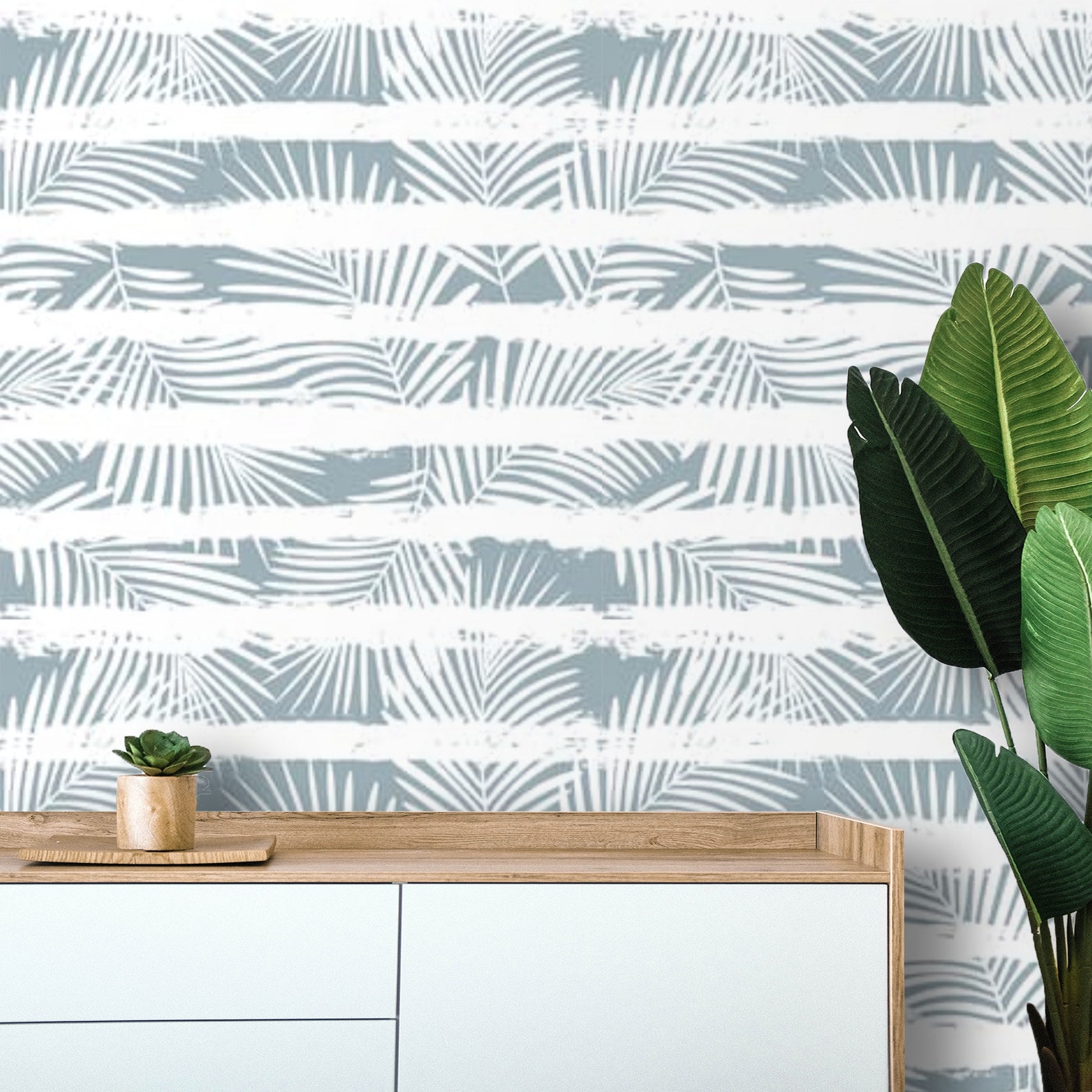Wallpaper Palm leaves Peel and Stick Tropical Wall Paper Etsy