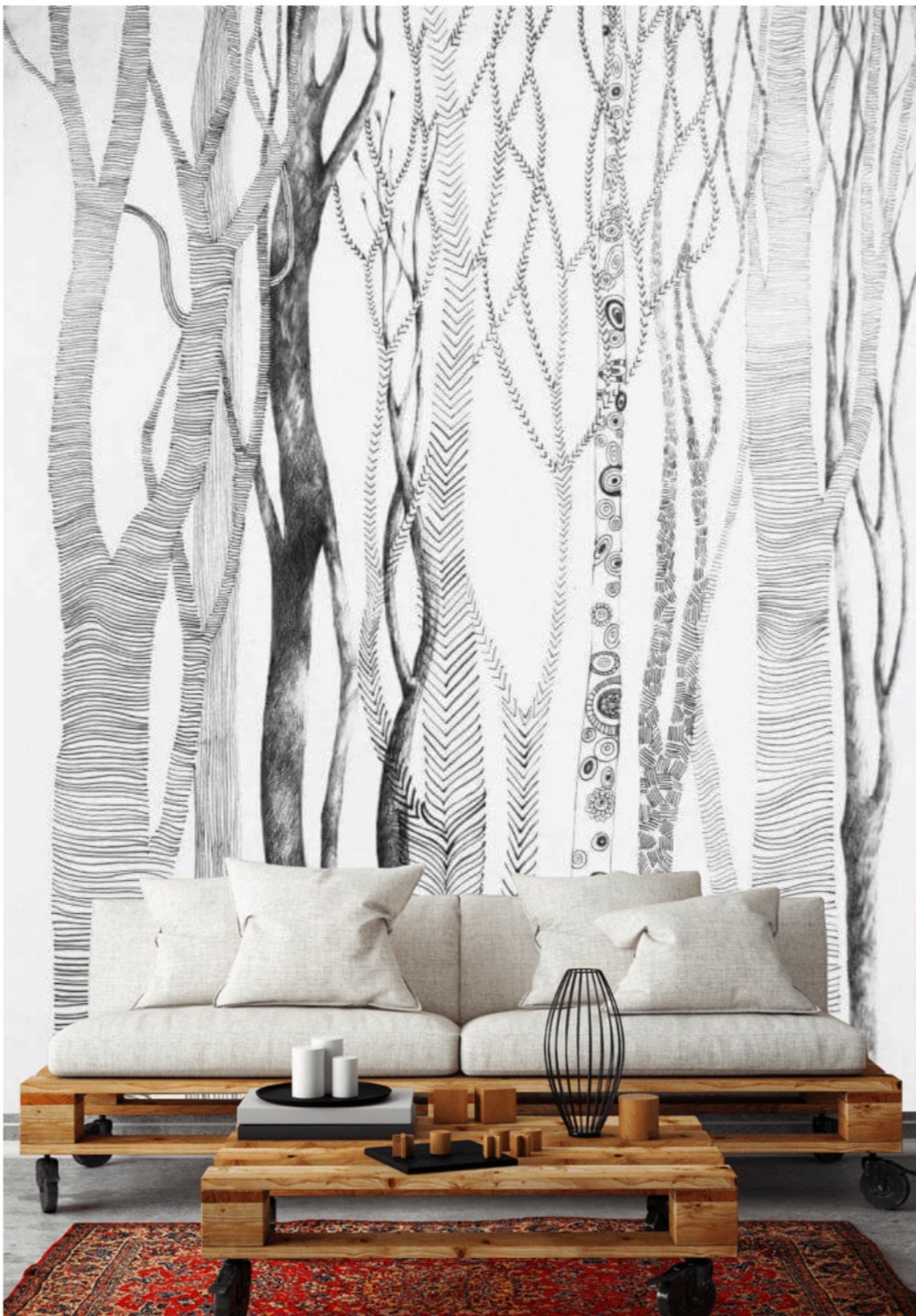 Birch Tree Peel and Stick Wallpaper Mural Removable Forest | Etsy