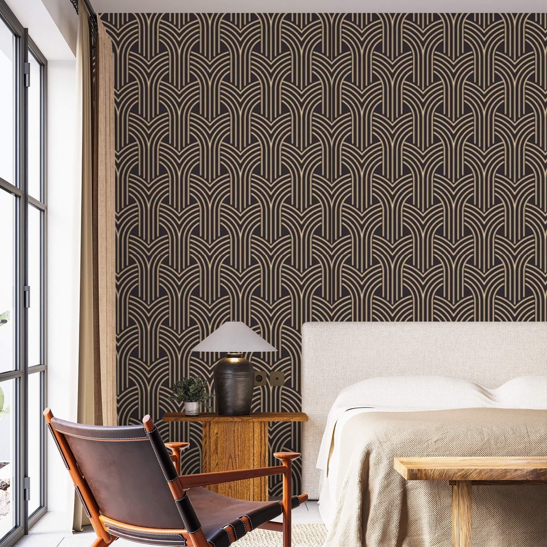 Dark Art Deco Wallpaper Vintage Geometric Luxury Wall Paper Peel and ...