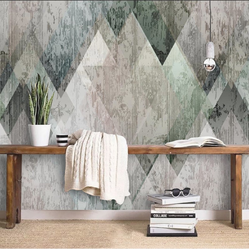 Abstract Geometric Art Wall Mural Peel and Stick Removable Etsy