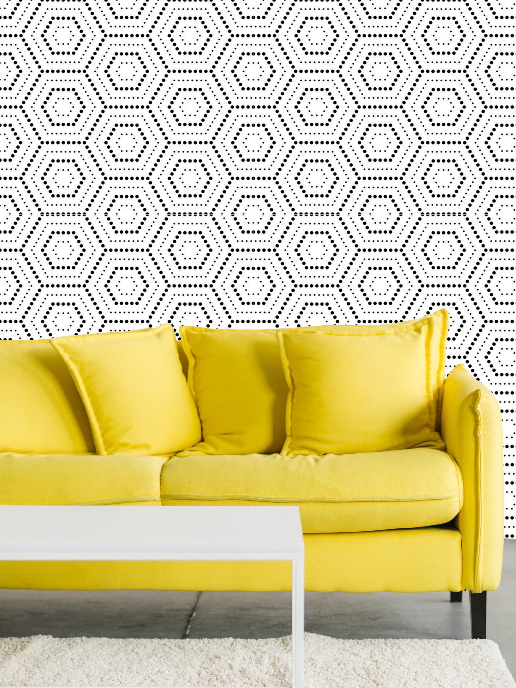 Wallpaper Hexagon Minimalist Self Adhesive Modern Geometric | Etsy