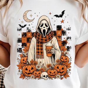 Ghostface Fall Coffee Png, Autumn Spooky Season Sublimation, Spooky Pumpkin Coffee PNG, Halloween Latte Shirt Design, Digital Download