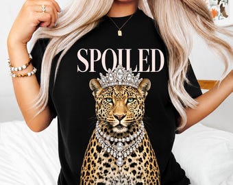 Spoiled Leopard PNG | Jeweled Leopard Crown | Clipart Princess Animal Luxury Safari Sublimation | Digital Download png