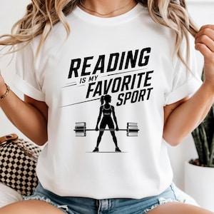 Reading Is My Favorite Sport png, Book Lover Workout Tee, Librarian Gift, Reader Fitness T-Shirt, Bookworm Gym Graphic Tee, Teacher Gift