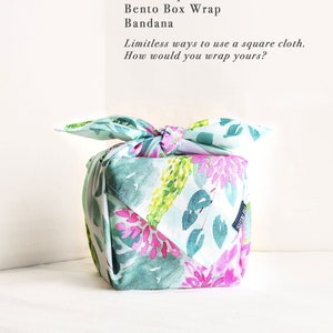 Watercolor Dahlia Fabric Furoshiki | Gift Wrapping Paper Alternative | Gift Idea, Birthday Gift Wrap, Dog Bandana Scarf