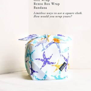 Watercolor Starfish Fabric Furoshiki | Gift Wrapping Paper Alternative | Gift Idea, Birthday Gift Wrap, Dog Bandana Scarf