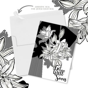 Carte de vœux vierge personnalisée | Bouquet floral d’aquarelle noir et blanc d’étoile | Merci, anniversaire, mariage, remise des diplômes