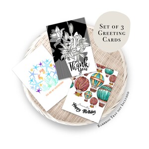 Jeu de cartes de vœux vierges personnalisées de 3 | Bouquet floral aquarelle | Merci, anniversaire, mariage, remise des diplômes