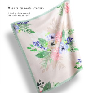 Watercolor Floral Fabric Furoshiki Gift Wrapping Paper Alternative Gift Idea, Birthday Gift Wrap, Dog Bandana Scarf image 4