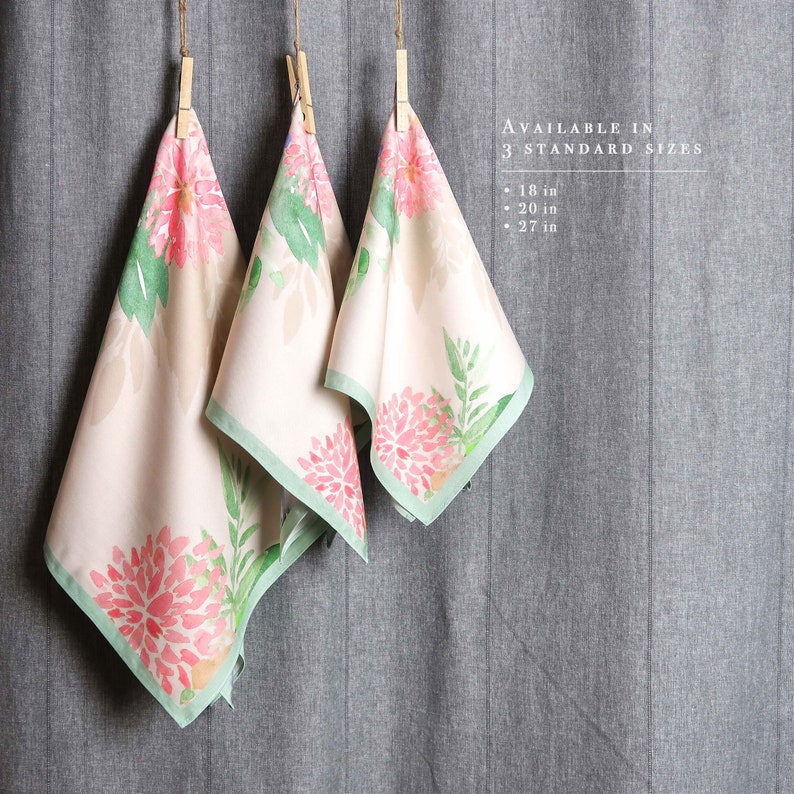 Watercolor Floral Fabric Furoshiki Gift Wrapping Paper Alternative Gift Idea, Birthday Gift Wrap, Dog Bandana Scarf image 5