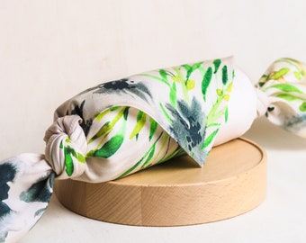 Watercolor Anemone Fabric Furoshiki | Gift Wrapping Paper Alternative | Gift Idea, Birthday Gift Wrap, Dog Bandana Scarf