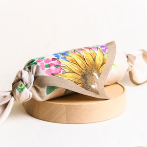 Watercolor Sunflower Fabric Furoshiki | Gift Wrapping Paper Alternative | Gift Idea, Birthday Gift Wrap, Dog Bandana Scarf